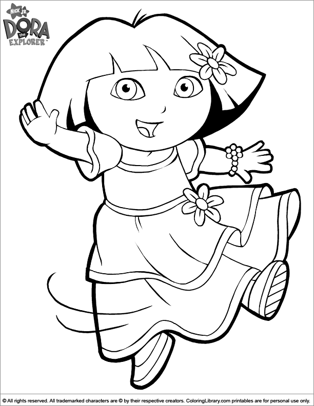 Dora the explorer coloring page cartoon coloring pages dora coloring dance coloring pages