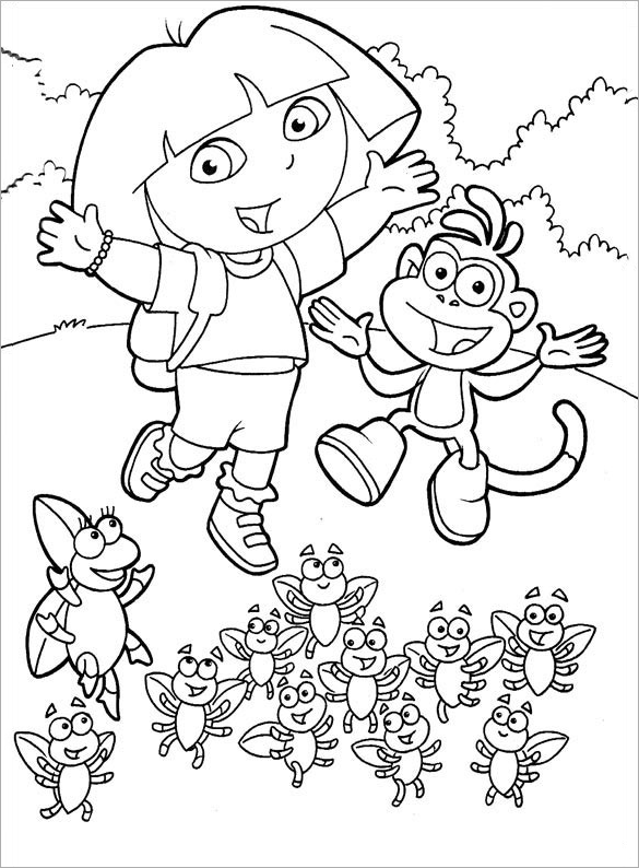 Dora coloring pages â pdf png jpeg eps