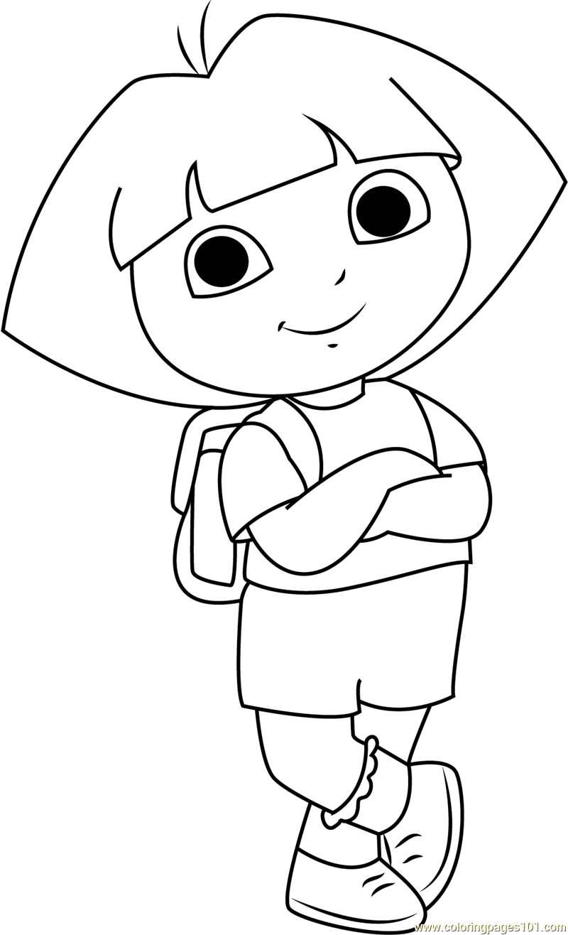 Dora smiling coloring page for kids