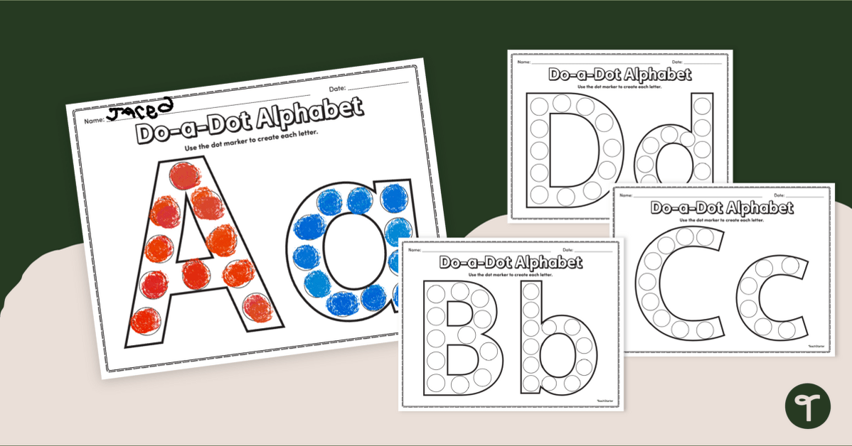 Dot painting abc worksheets teach starter