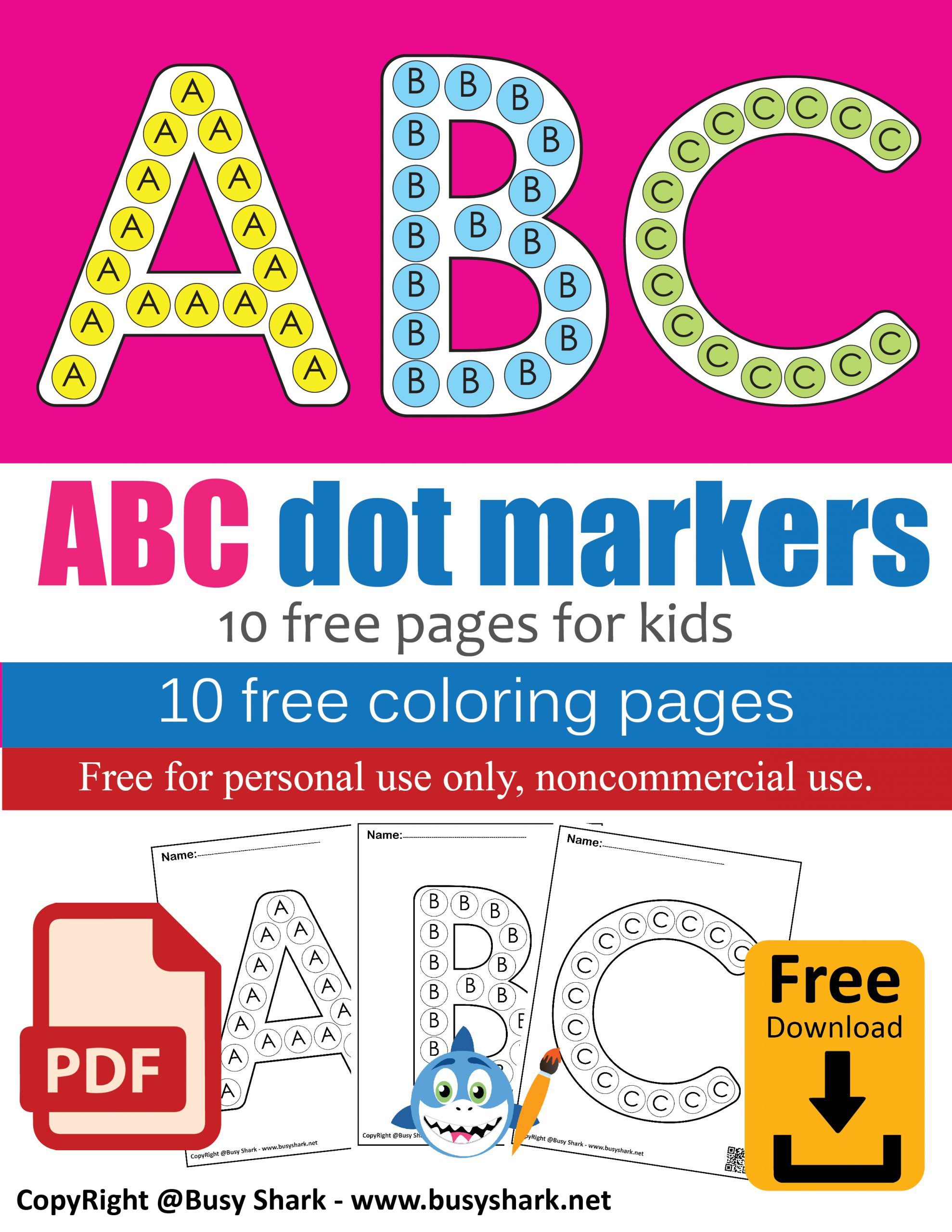 Abc dot markers activity free coloring pages