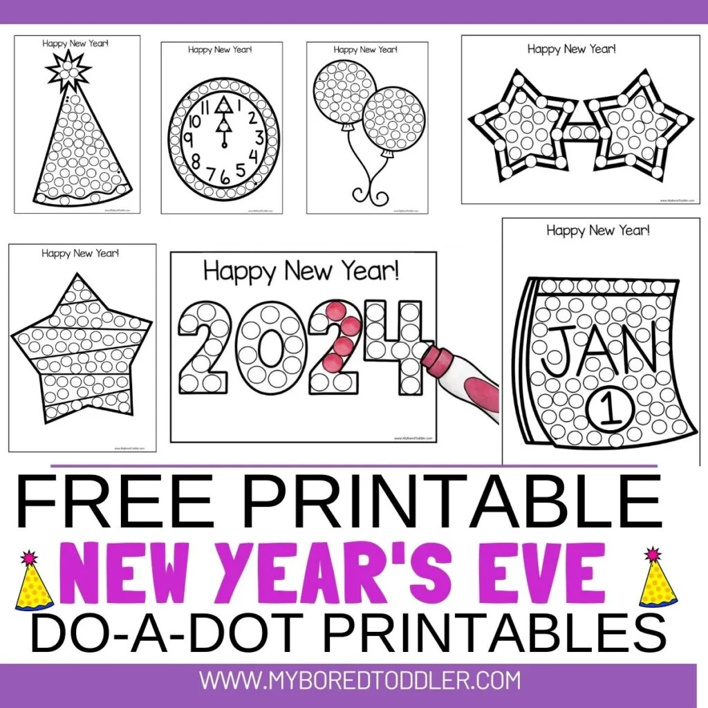 Free printable new years eve dot printables for toddlers preschoolers