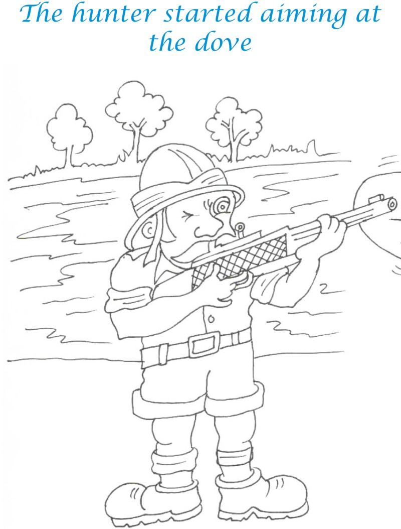 Bee and dove story coloring page for kids
