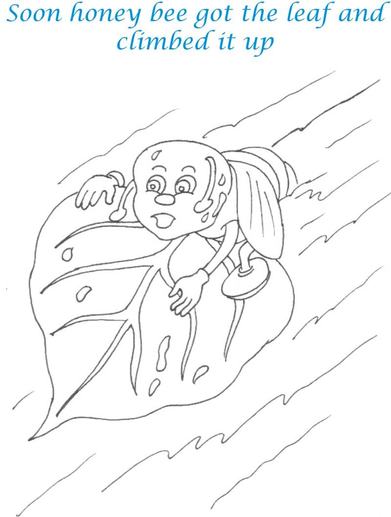 Bee and dove story coloring page for kids