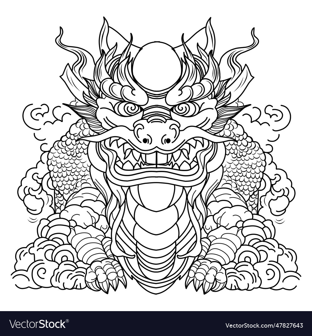 Dragon coloring page template with swatches vector image
