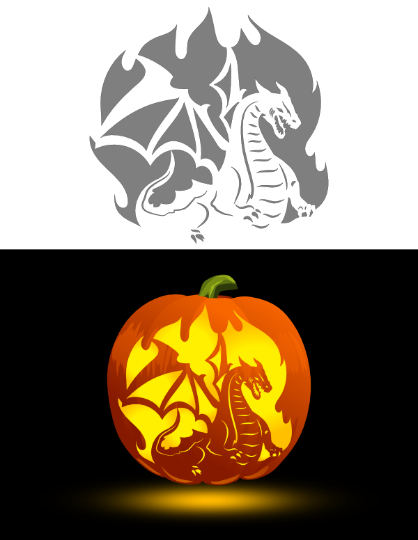 Printable dragon pumpkin stencil