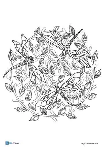 Beautiful dragonfly coloring pages