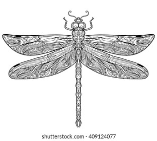 Zentangle stylized dragonfly ethnic patterned vector stock vector royalty free