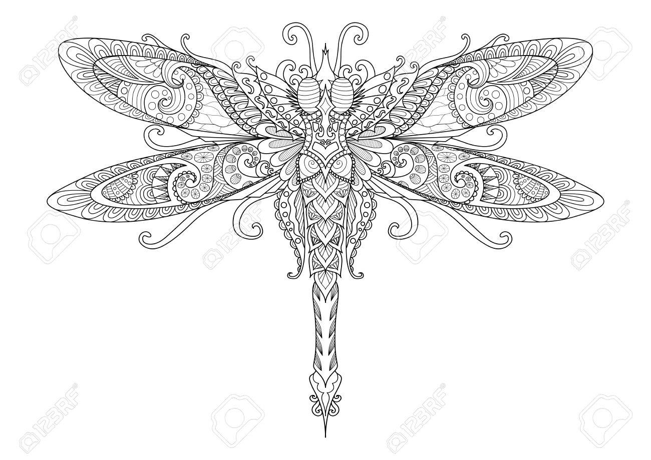 Doodles design of dragonfly for tattoodesign element t