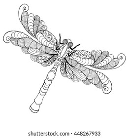 Zentangle stylized dragonfly ethnic patterned vector stock vector royalty free