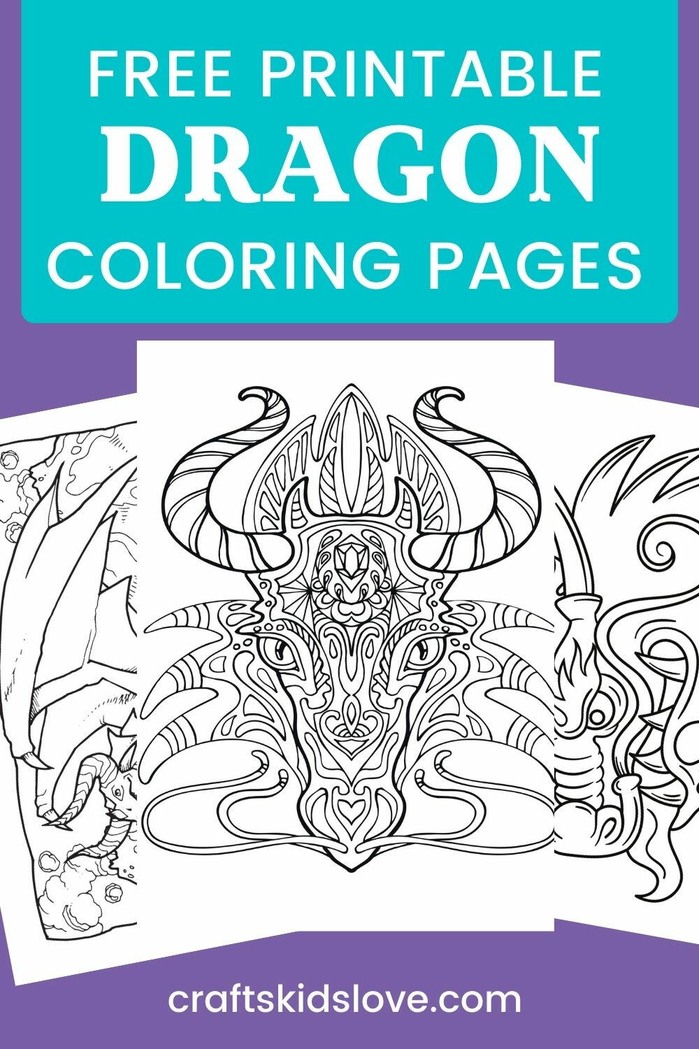 Free printable dragon coloring pages