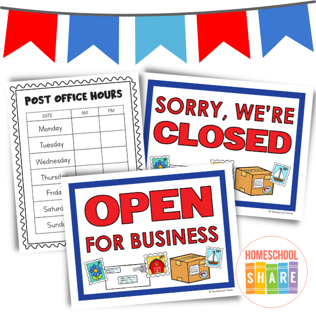 Post office pretend play printables