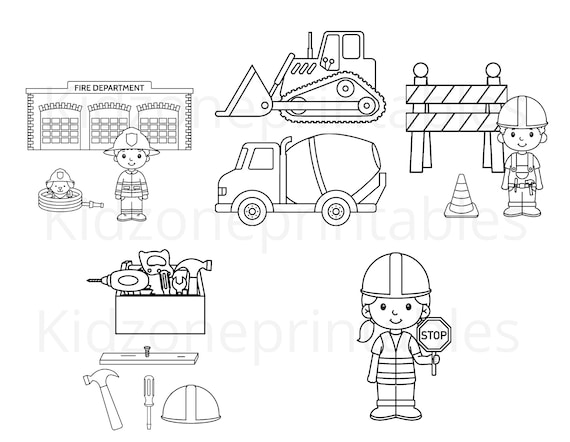 Munity helpers coloring pages printable instant download