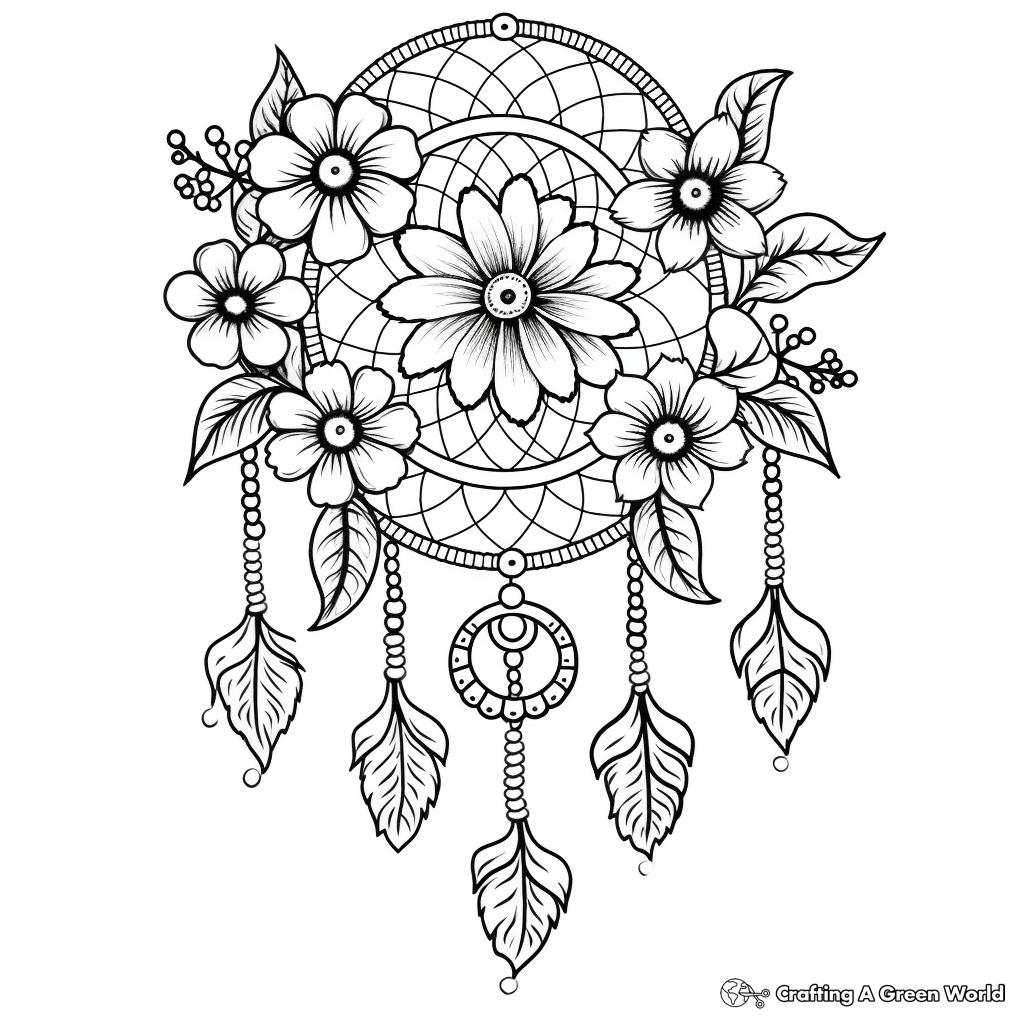 Dream catcher for adults coloring pages