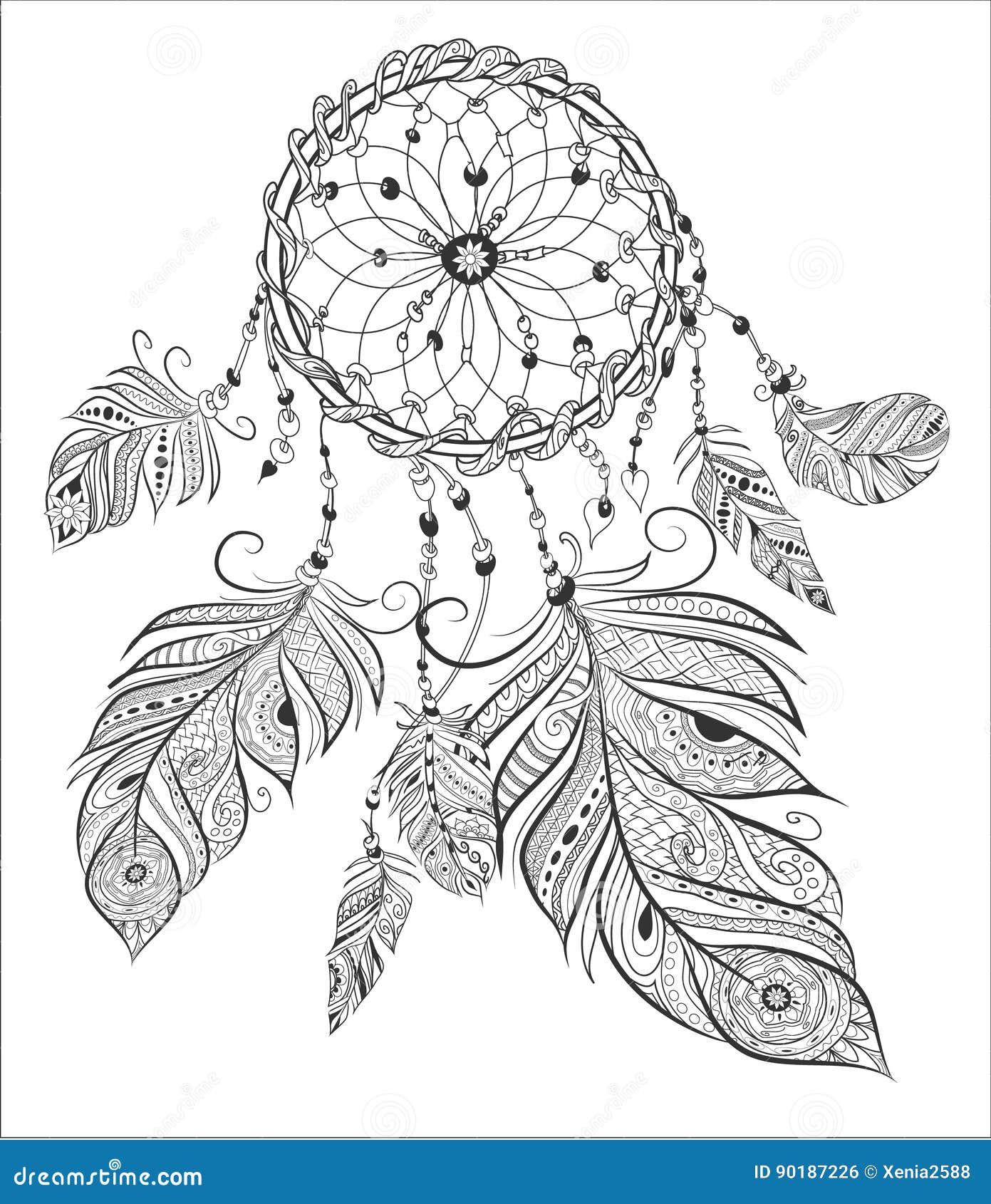 Dreamcatcher coloring page stock illustrations â dreamcatcher coloring page stock illustrations vectors clipart
