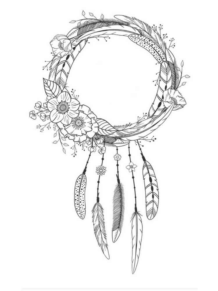 Dreamcatcher coloring pages for adults