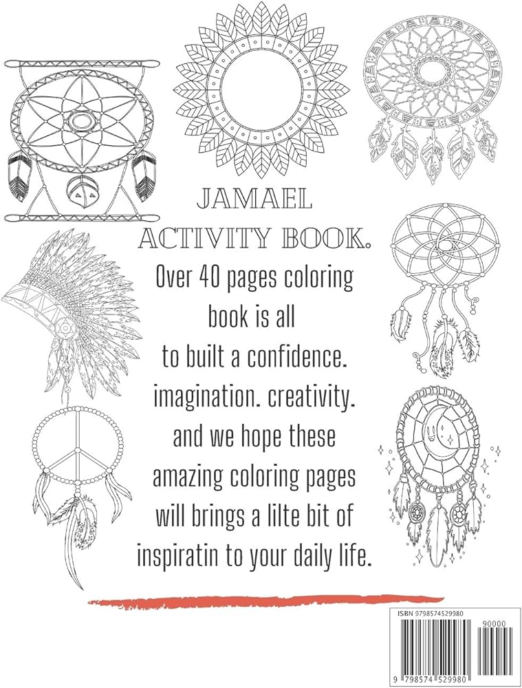 Dream catcher coloring book an unique hand drawn adult coloring book featuring beautiful native american dream catcherbeautiful dreamcatcher mandala coloring book helps reduce stress anxiety book jamael activity books