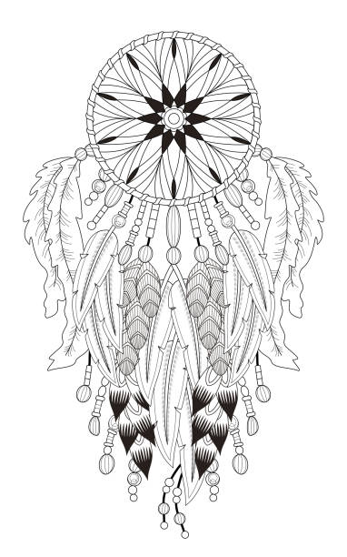 Dream catcher coloring page stock illustration