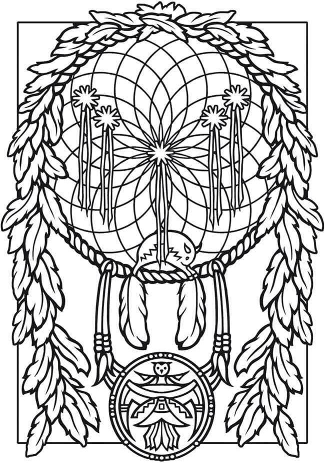Dream catcher coloring pages relaxing and therapeutic designs