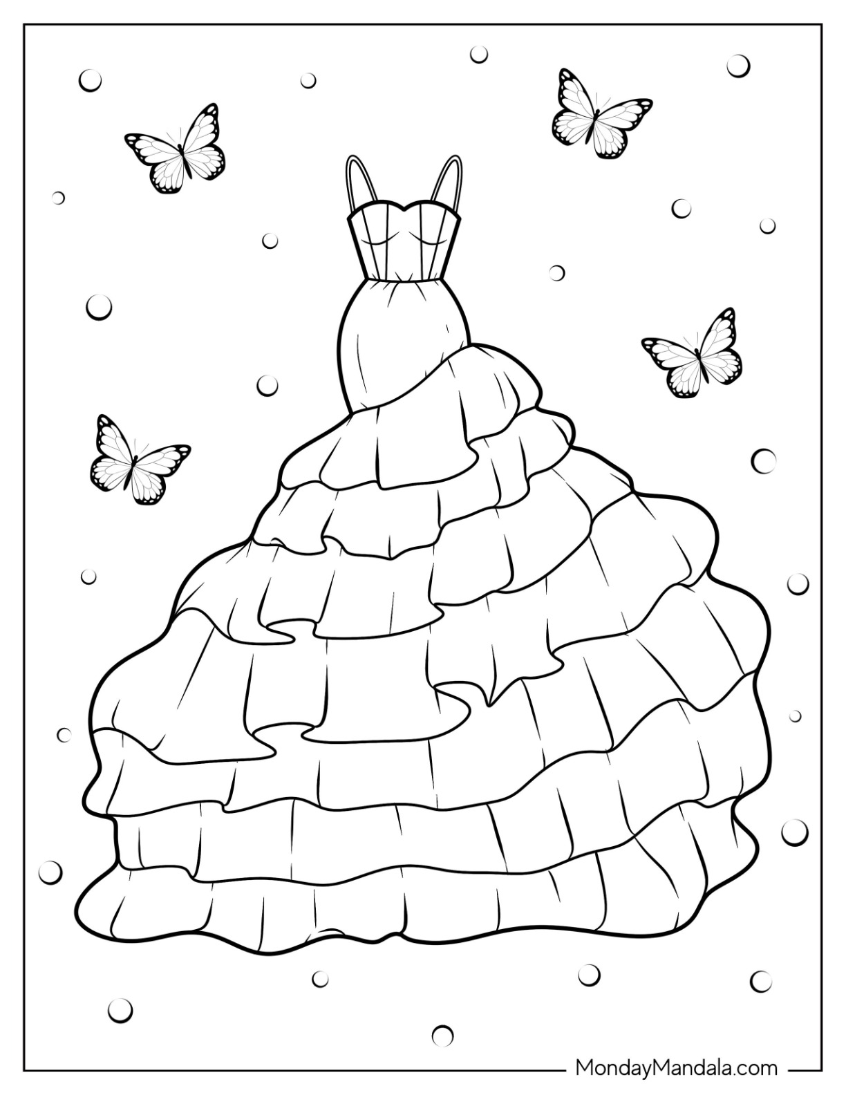 Dress coloring pages free pdf printables