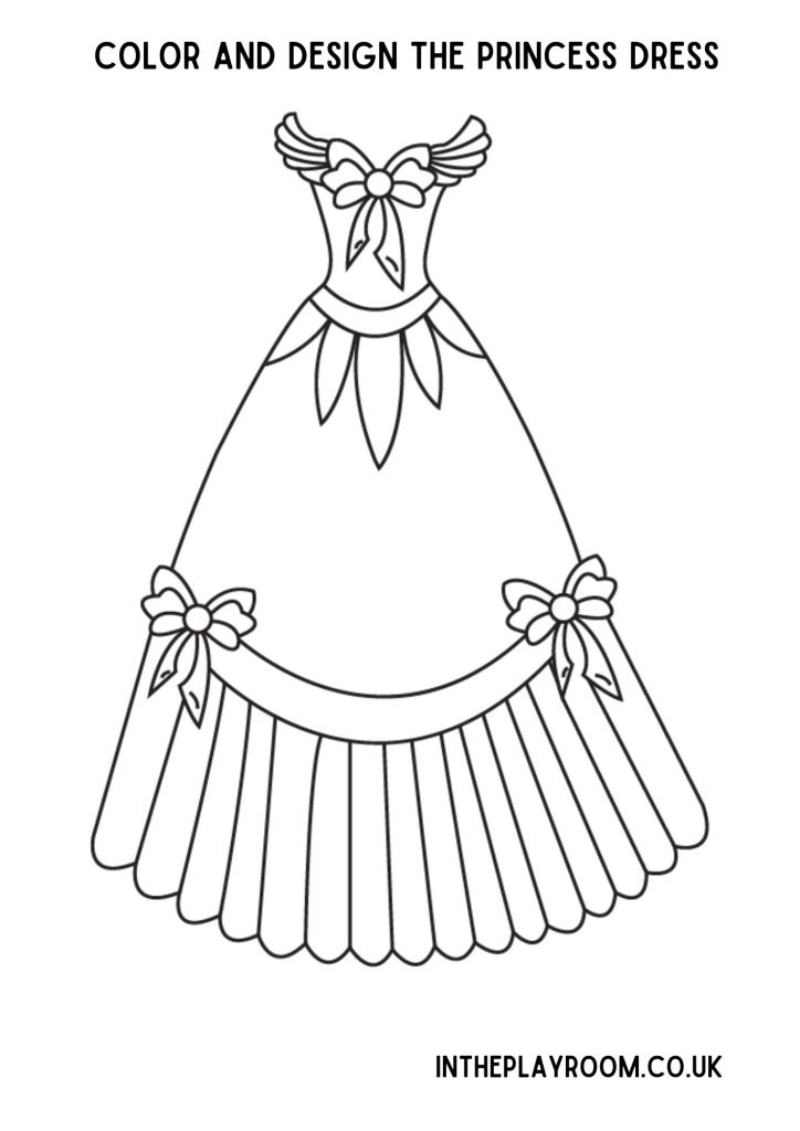 Free printable princess dress loring pages for kids