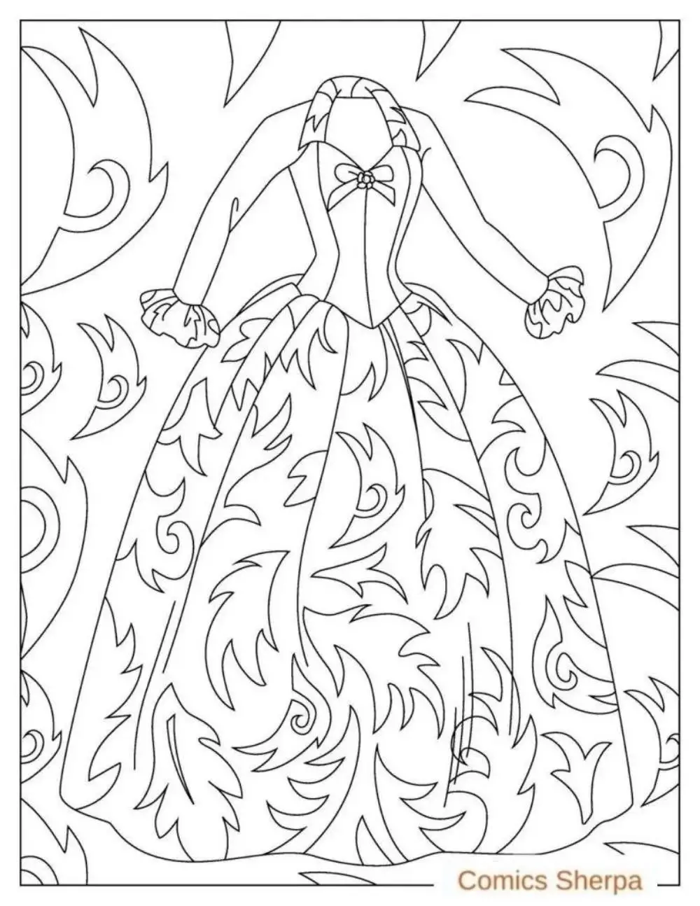 Free dresses coloring pages print and download pdfs