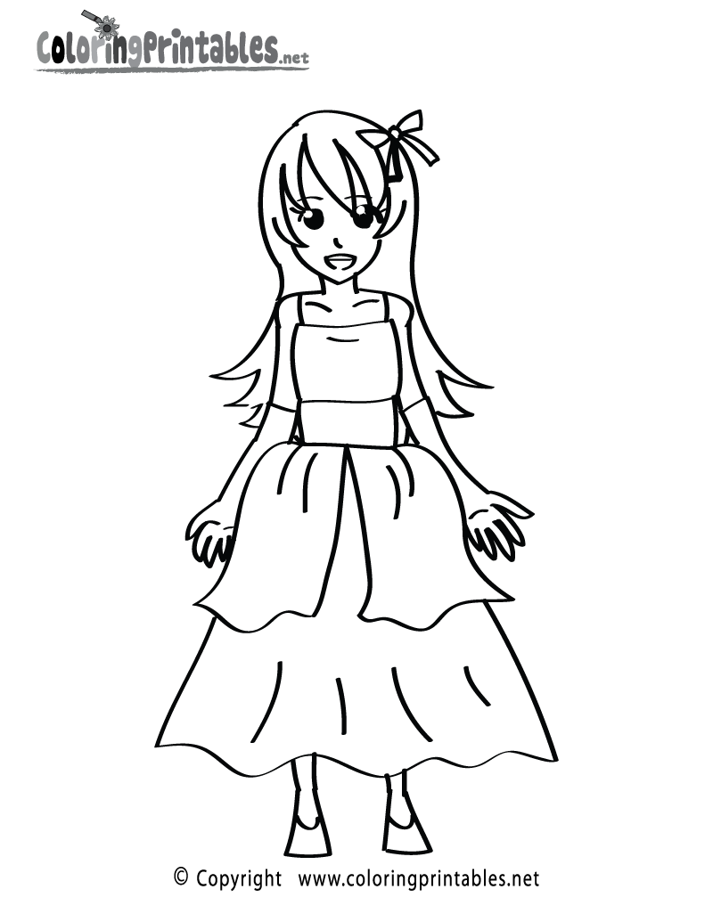 Girl dress coloring page