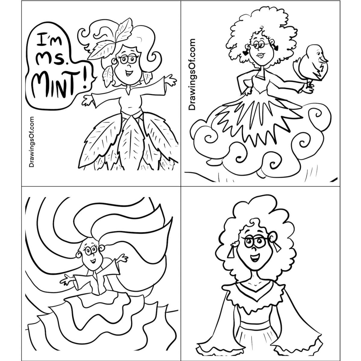 Dress coloring pages free printable sheets