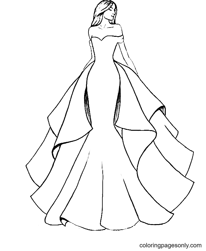 Dress coloring pages printable for free download