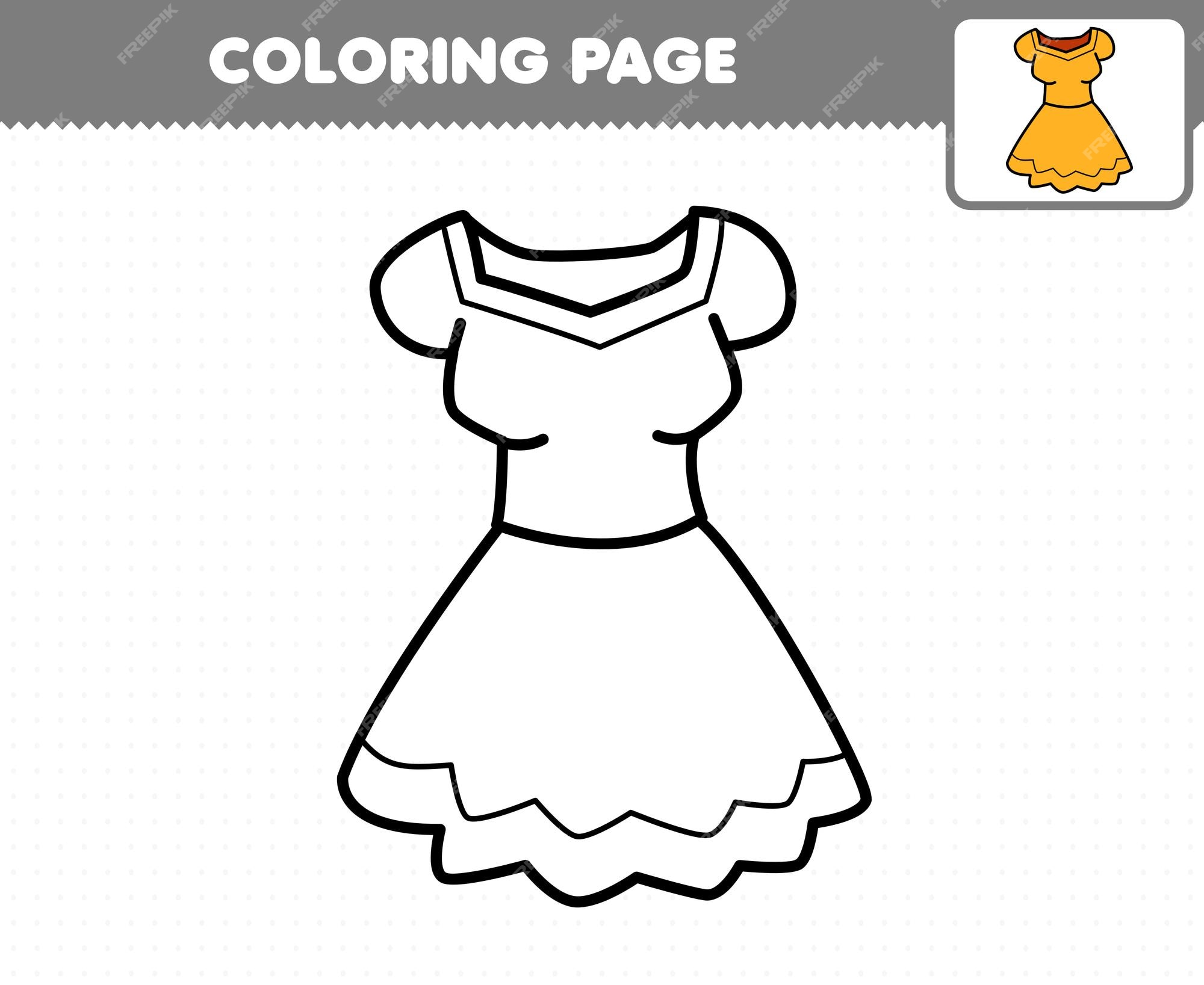 Premium vector education game for children coloring page cartoon wearable clothes dress printable worksheet
