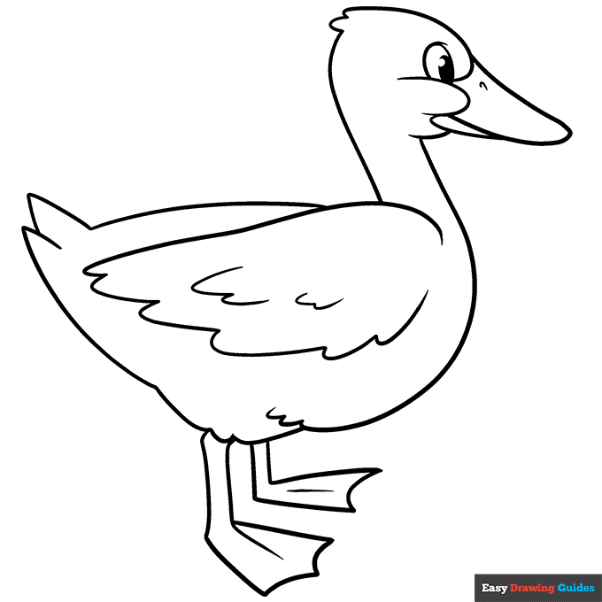 Duck coloring page easy drawing guides