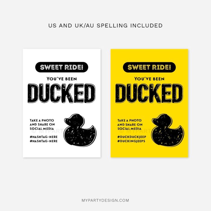 Sweet ride youve been ducked tags printable pdf