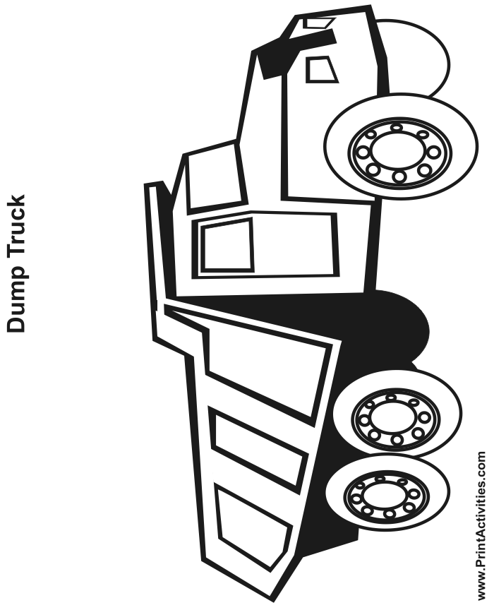 Dump truck coloring page back down side view