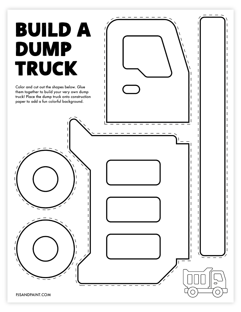 Free printable build a dump truck craft