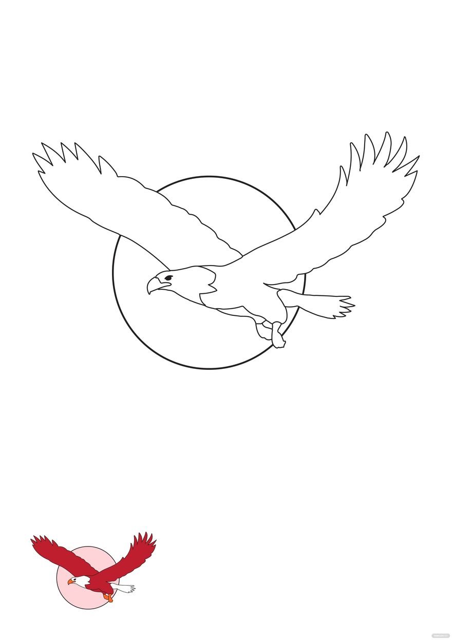 Free red eagle coloring page