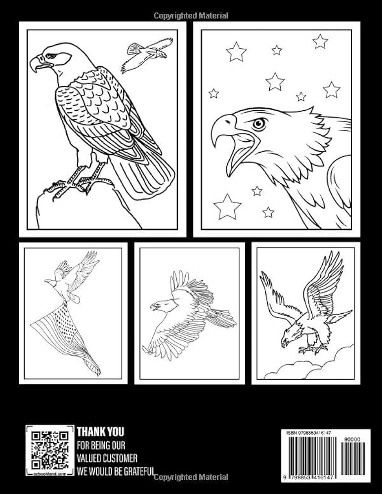 Bald eagle coloring book coloring pages depicting a us symbol perfect for kids teens and adults to enjoy coloring and having fun great gift idea dalton hajra books