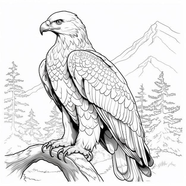 Premium ai image coloring pages of eagles free printable eagle coloring pages for kids generative ai