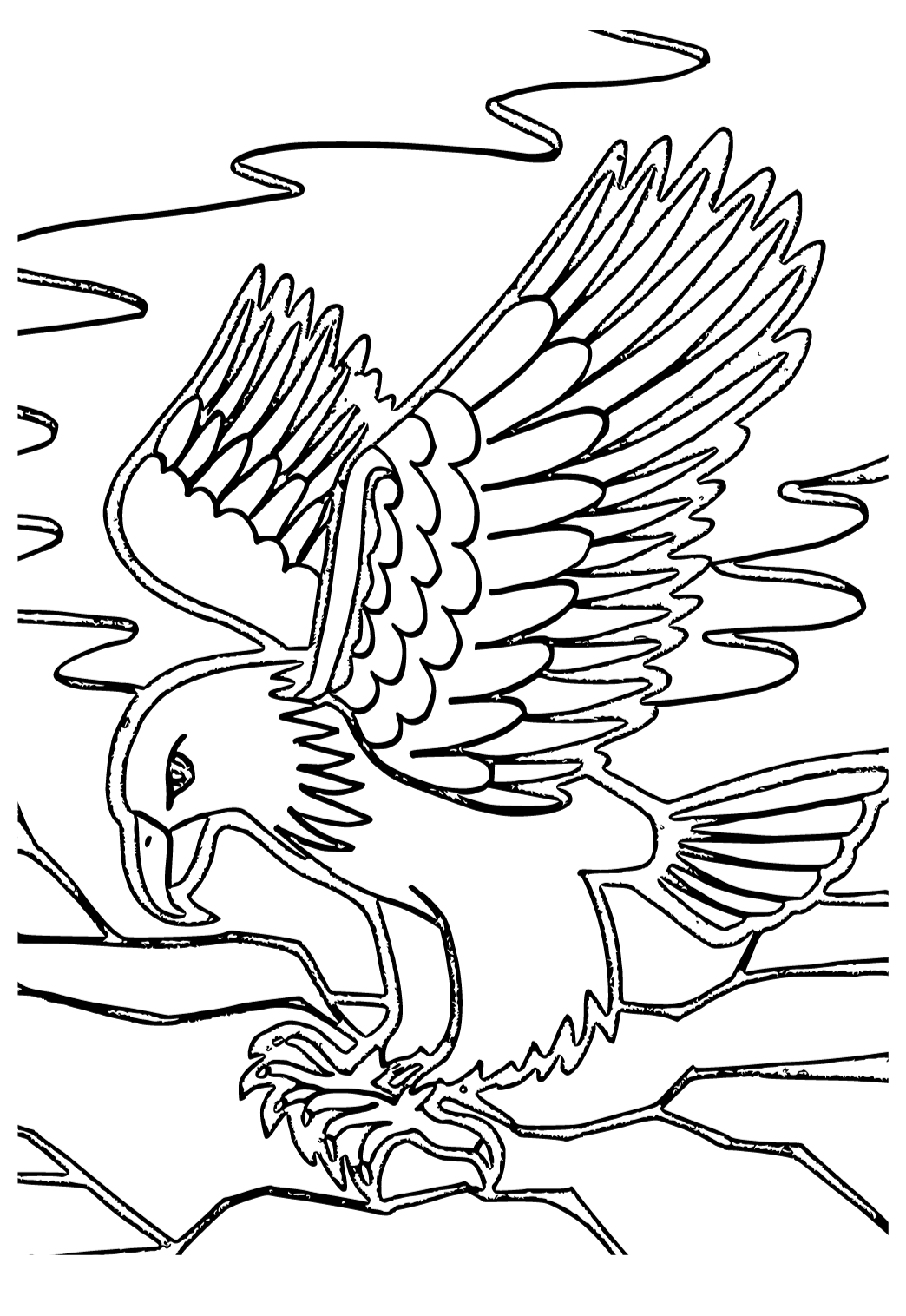 Free printable bald eagle attack coloring page for adults and kids