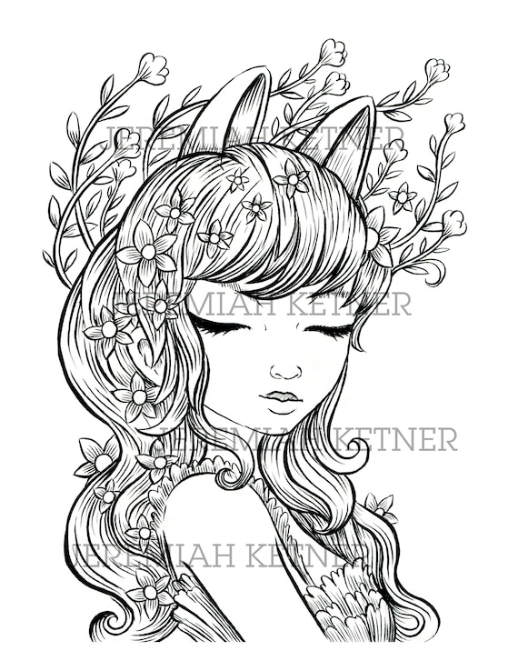 Unicorn ears coloring page instant download instant download