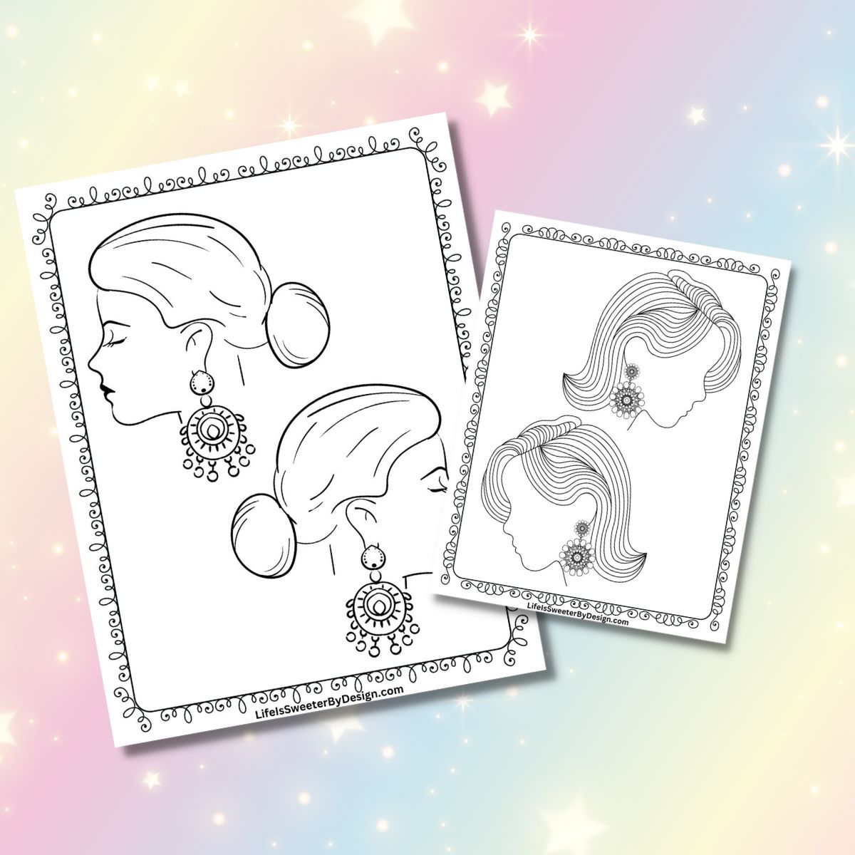 Free printable earrings coloring pages for kids