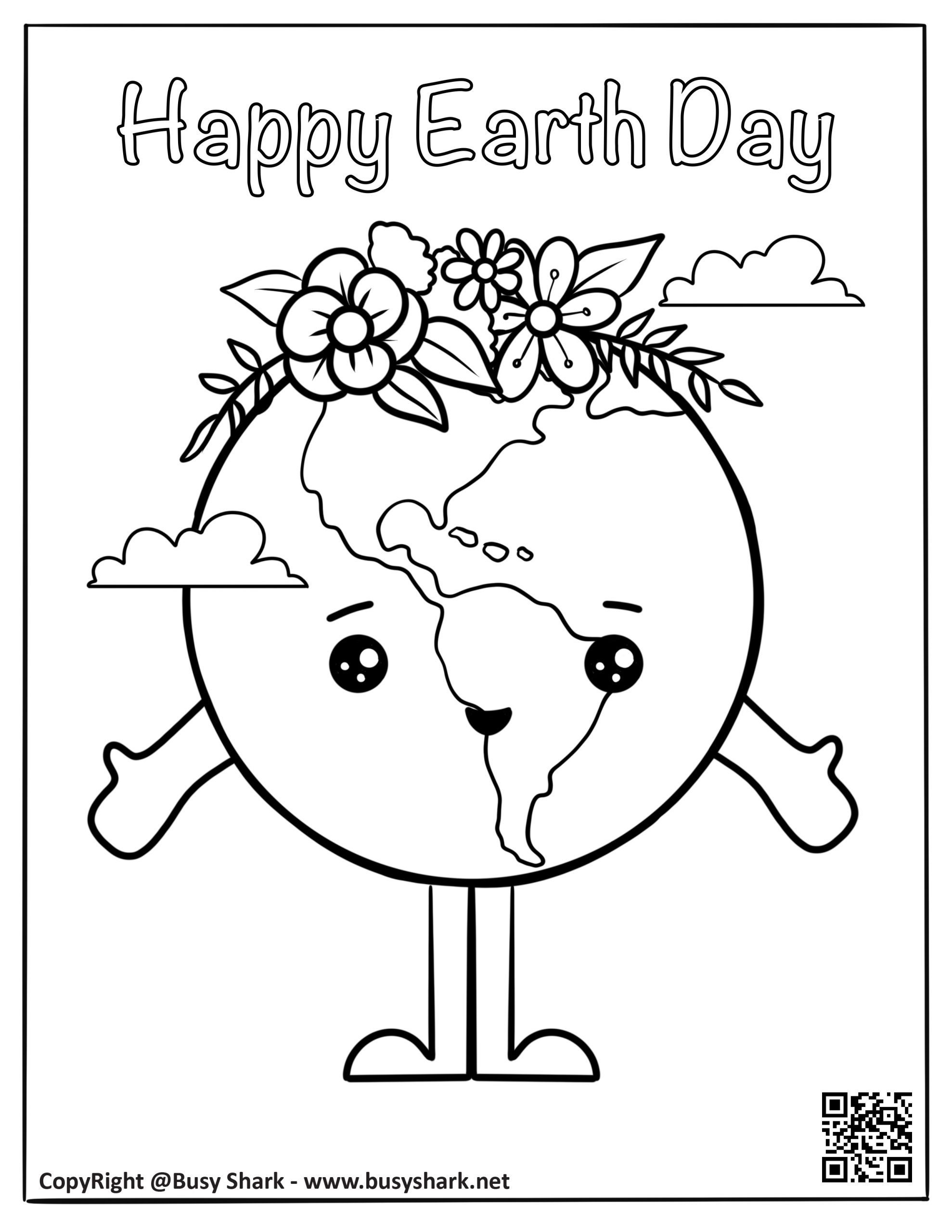 Happy earth day coloring page free printable