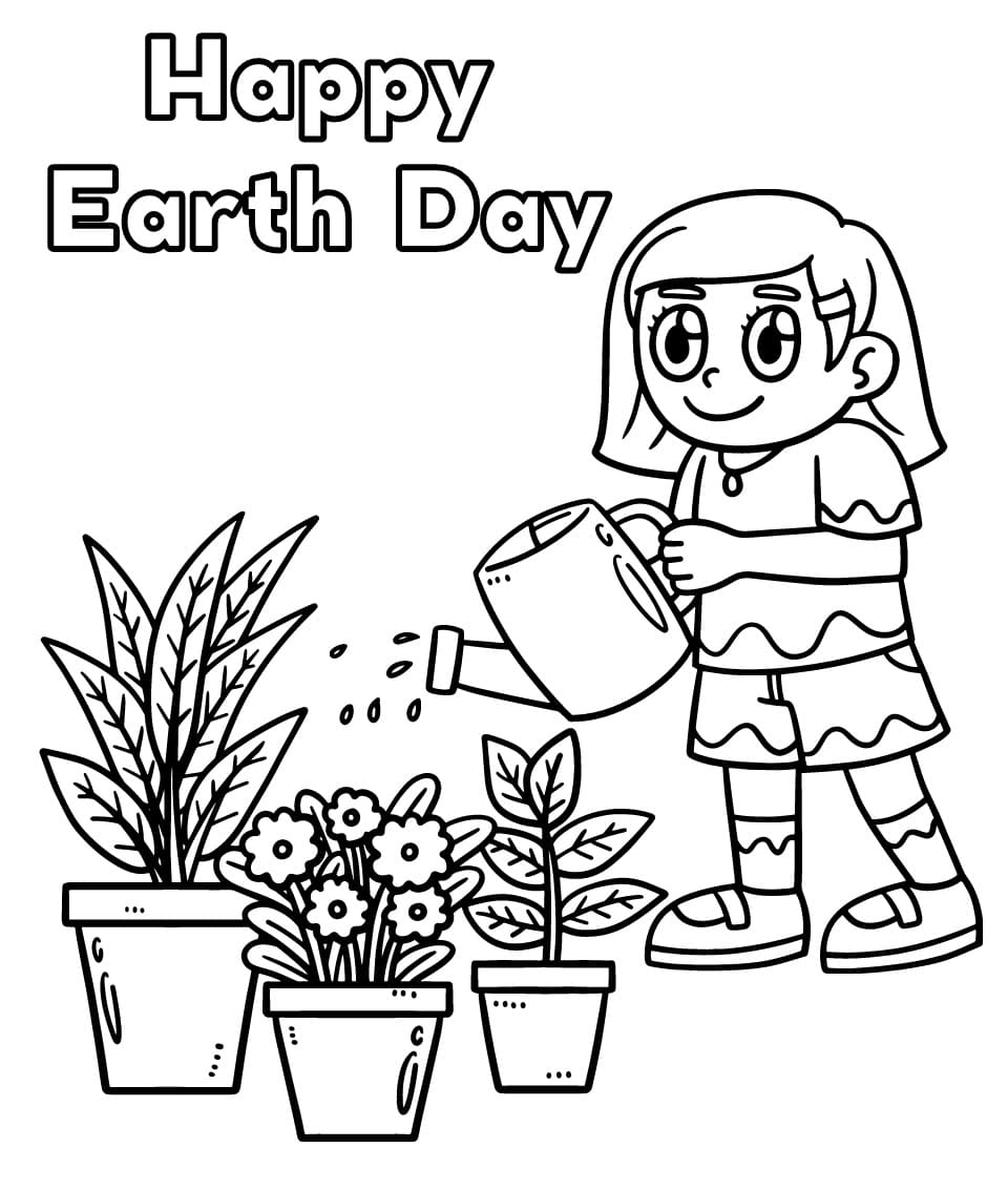 Free printable happy earth day coloring page