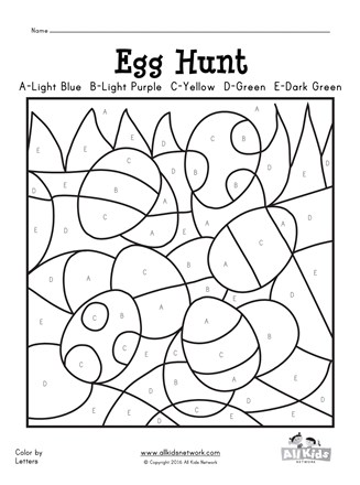 Easter egg hunt color by letters all kids network