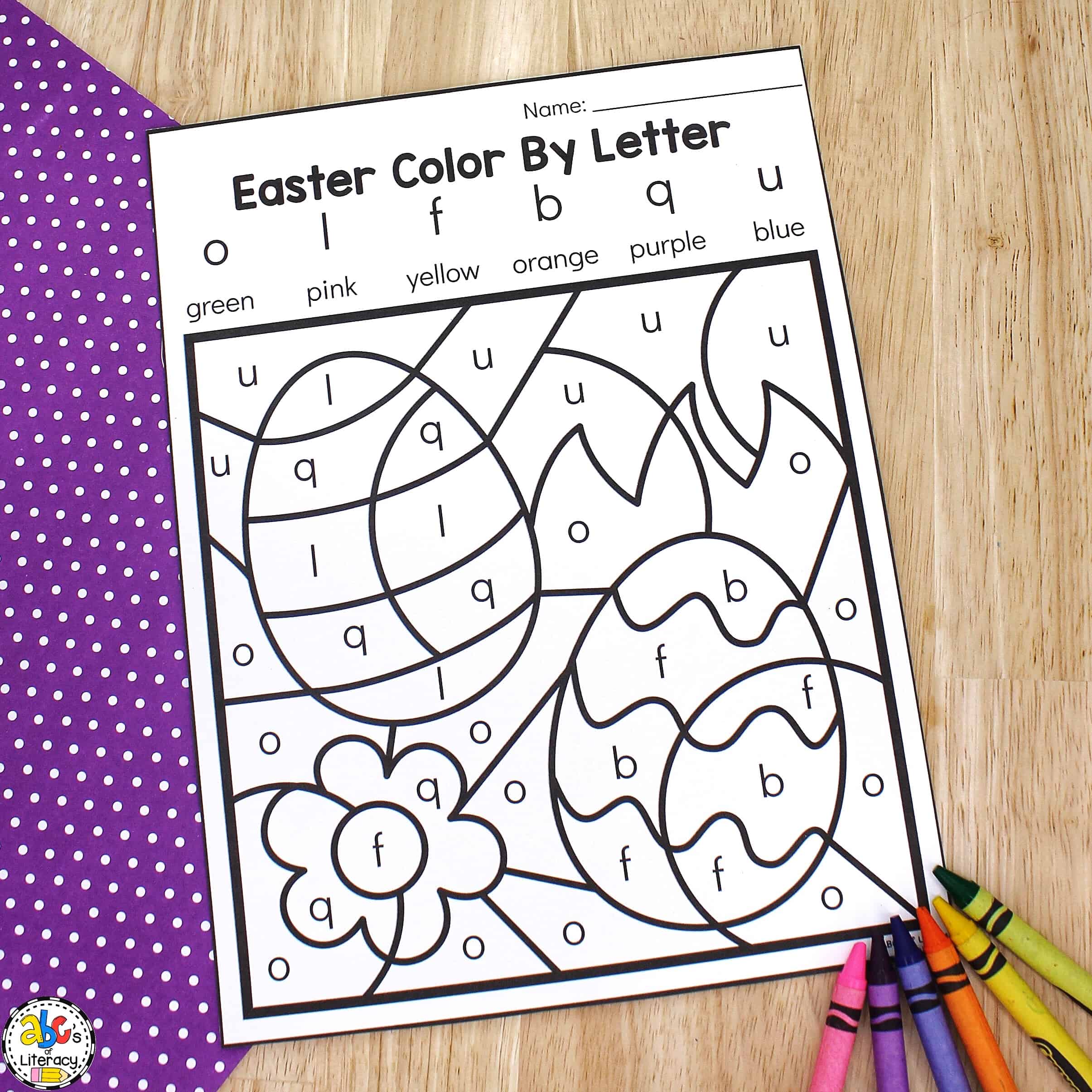 Easter color by letter worksheets