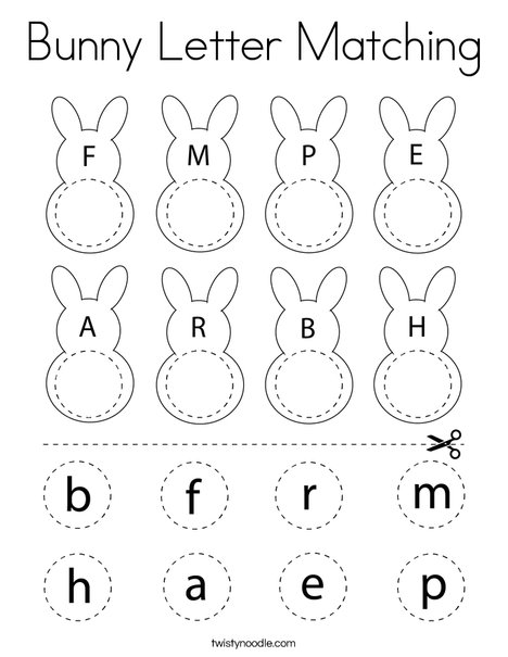 Bunny letter matching coloring page