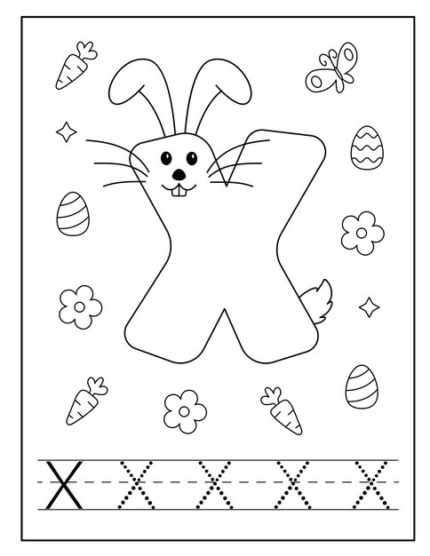 Premium vector easter bunny alphabet coloring pages for children