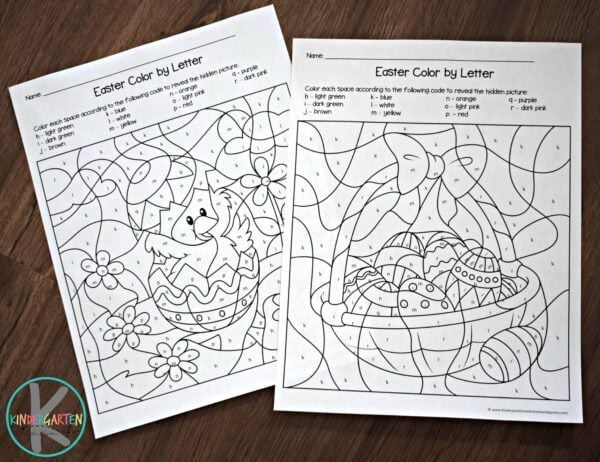Free easter color by letter