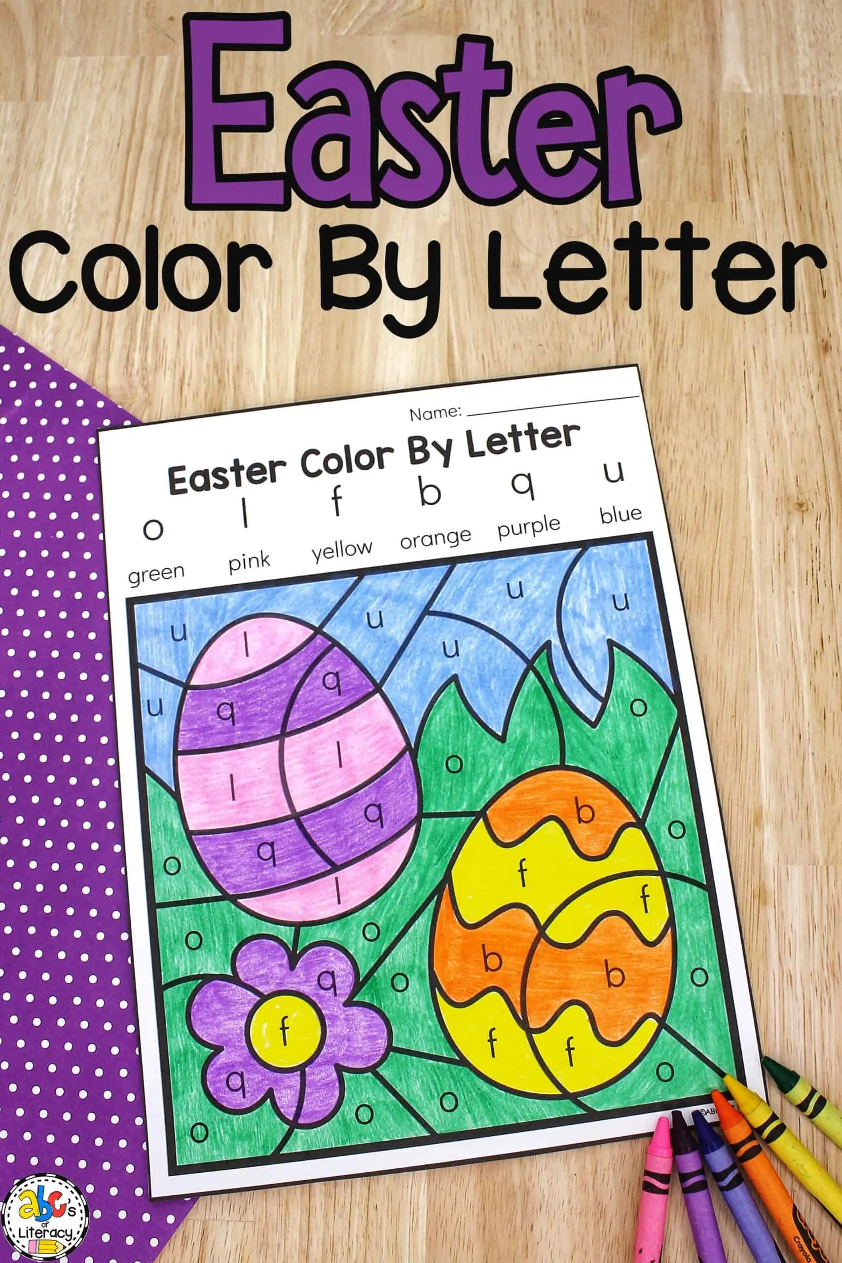 Easter color by letter worksheets