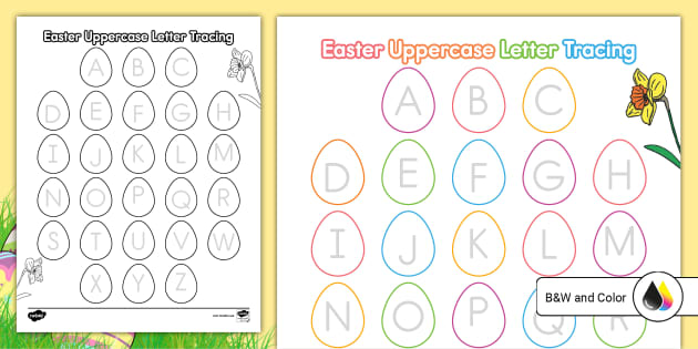 Easter uppercase tracing activity usa