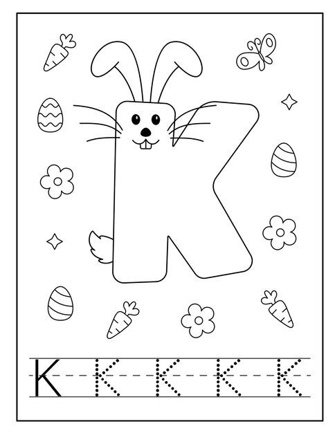 Premium vector easter bunny alphabet coloring pages for children